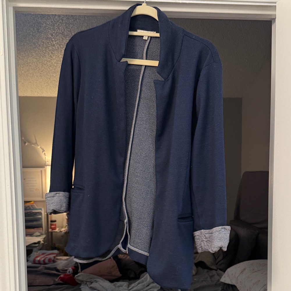 Skies Are Blue Textured Navy Blazer